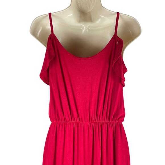 Rolla Coster Cold Shoulder Faux Wrap Maxi Dress Red Size S - Picture 8 of 9